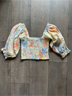 Billabong puff sleeve crop top size s
